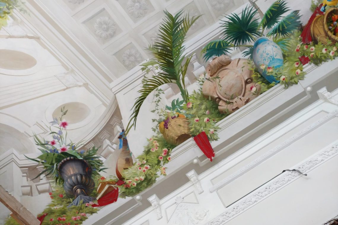 Soffitto_Decorazione_Dipinto_Trompe_L_Oeil_Fiori_Piante